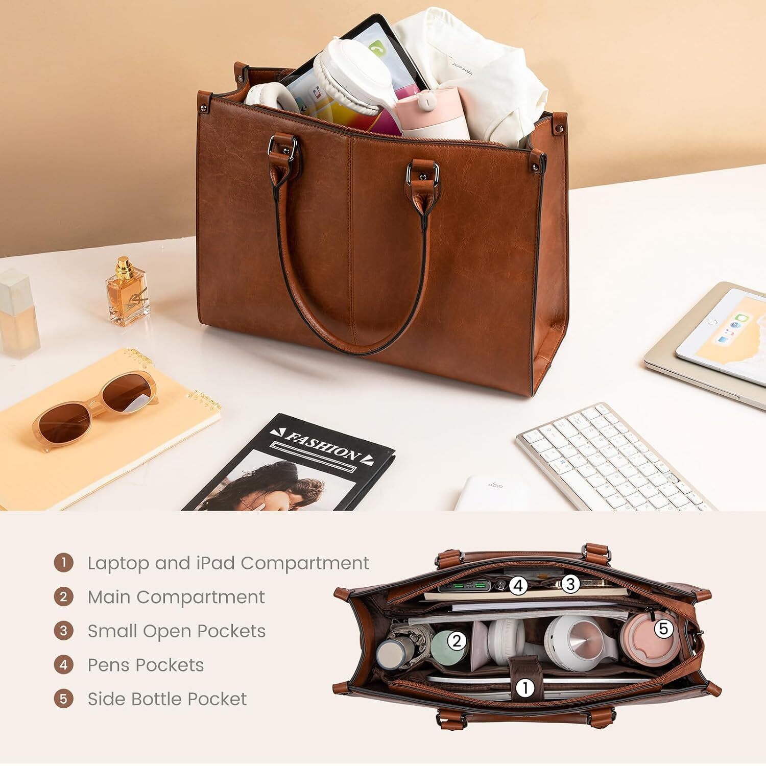Laptop Tote Bag For Women, 15.6 Inch Professional Work Bag With — image 4 of 7